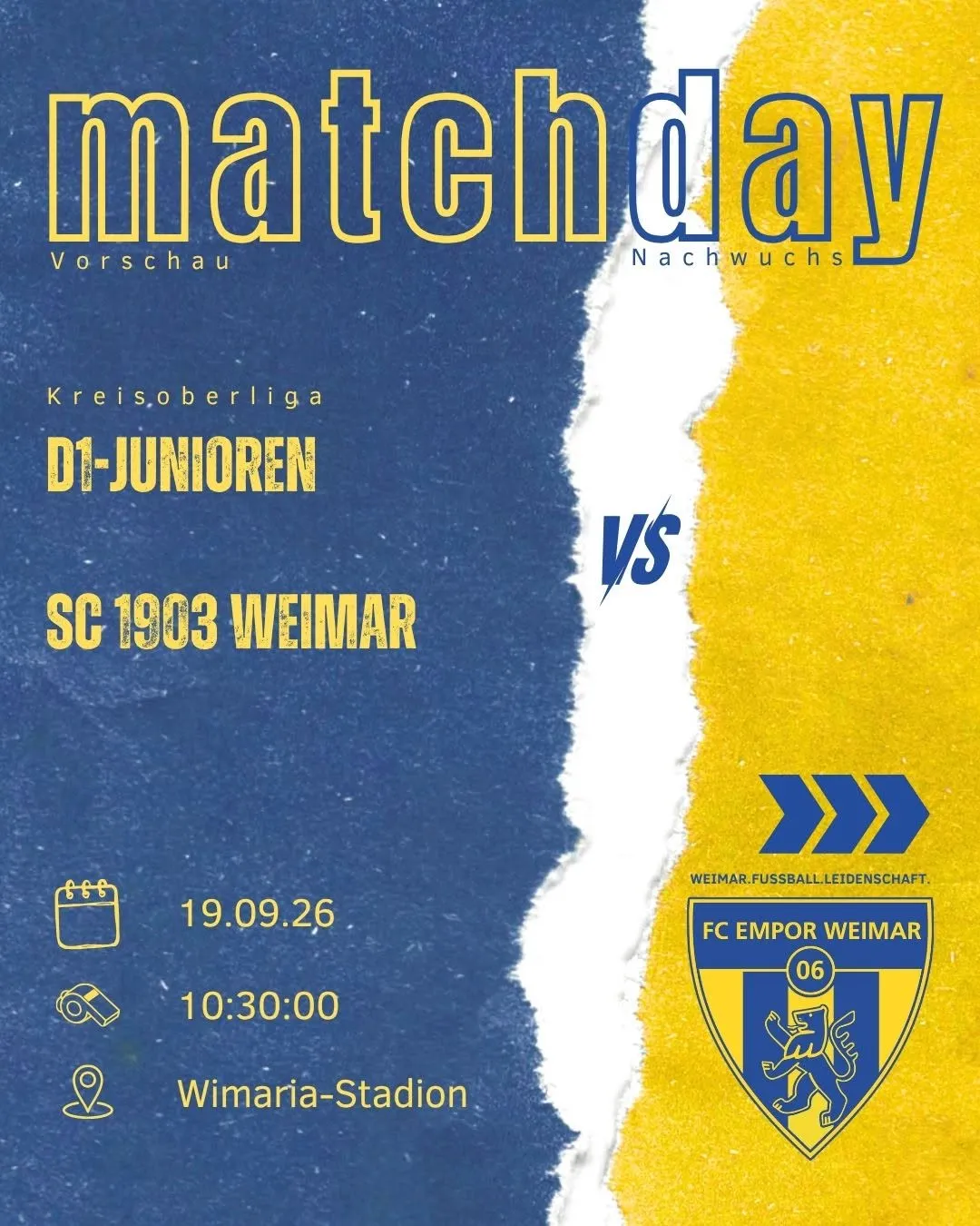 (D) Derbytime: D1 empfängt SC 03 im Wimaria-Stadion...