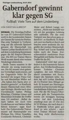 22.07.2015 SG Empor Weimar vs. SV 1951 Gaberndorf