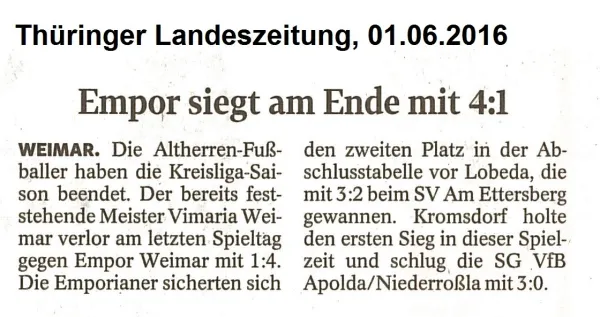 27.05.2016 SSV Vimaria Weimar AH vs. FC Empor Weimar 06 AH