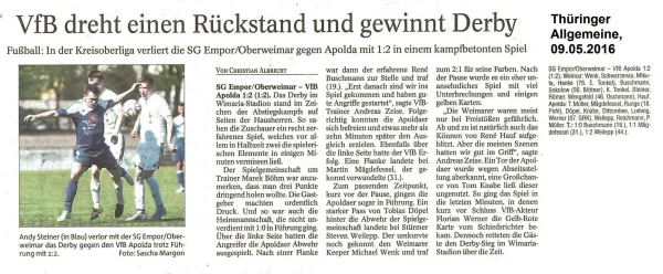 07.05.2016 SG Empor Weimar vs. VfB Apolda