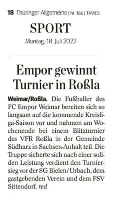 16.07.2022 FC Empor Weimar 06 vs. SG Bielen